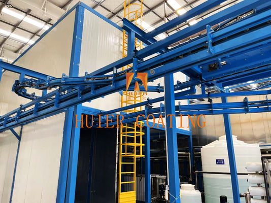 Sistema di trasportatore sospeso in acciaio montato sul soffitto controllato da PLC con appendiabiti a catena